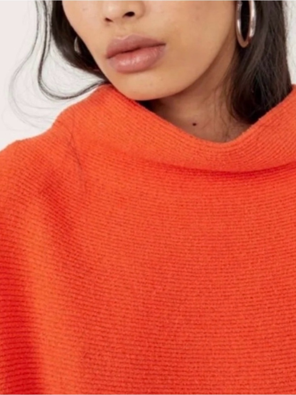 Free People ottoman Cozy Oversized Orange Funnel Neck Sweater - Picture 3 of 3